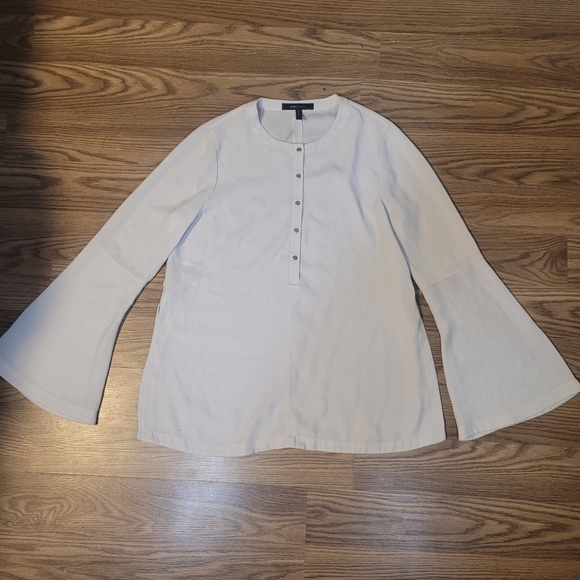 Flowy White Blouse with Slight Bell Sleeves from BCBGMaxAzria - Picture 5 of 9